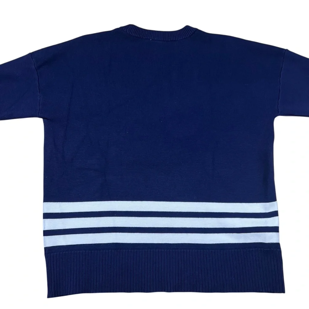 Cyrus Navy Blue Striped Crewneck Sweater Size‎ Large